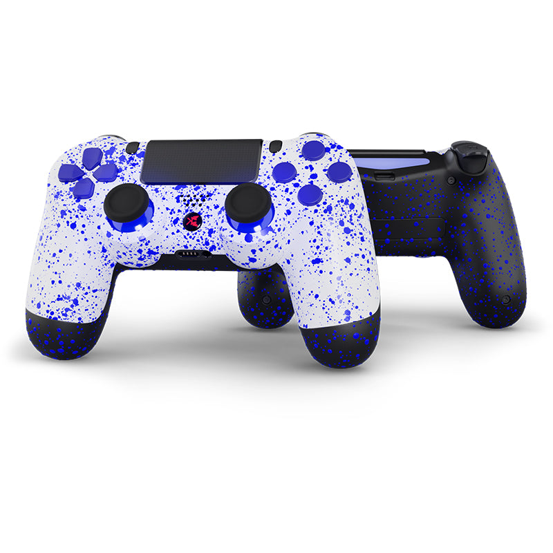 PS4 Controller mit blauen Farbspritzern 